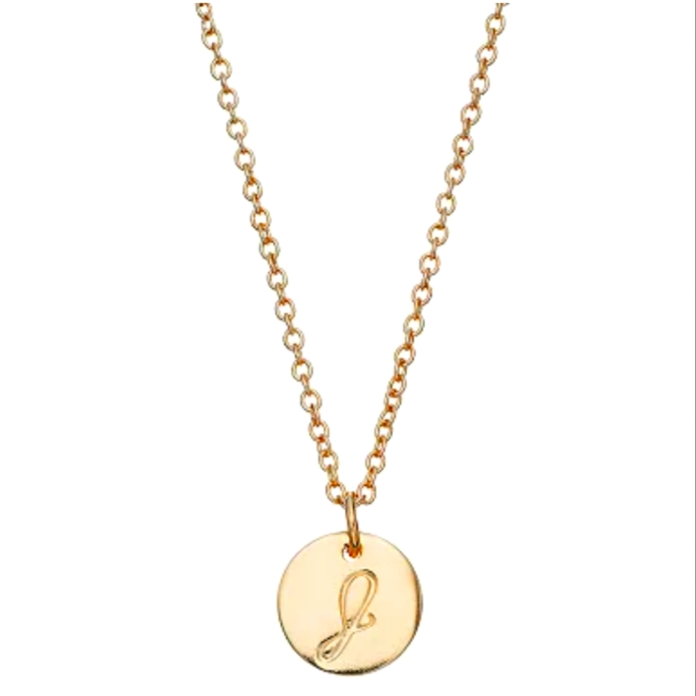 NWT Women's Cute LC LAUREN CONRAD J Initial Monogram Gold Circle Disc Necklace
